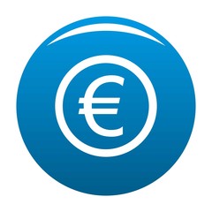 Euro symbol icon vector blue circle isolated on white background 