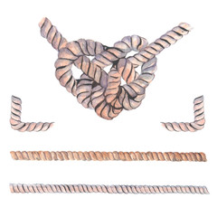Marine rope for your design and decor. Sea knot made of rope.