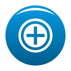 Plus icon vector blue circle isolated on white background 