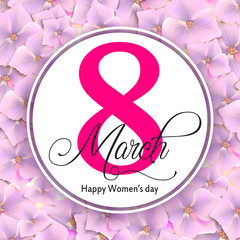 8 march international women's day background with flowers. Vector illustration