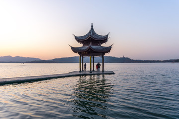 Jixian Pavilion in hangzhou,the chinese word in photo means"Jixian Pavilion"