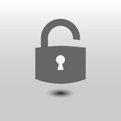 Lock icon. Padlock sign. Unlock. Vector illustration. Flat design. 