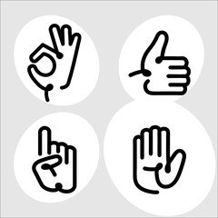 Set of four hand icons for business communication