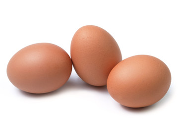 brown eggs isolated on white background.