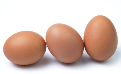 brown eggs isolated on white background.