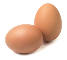 brown eggs isolated on white background