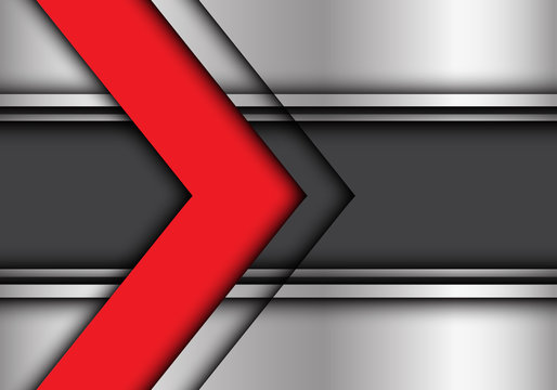 Abstract red arrow on gray line metal design modern futuristic background vector illustration.