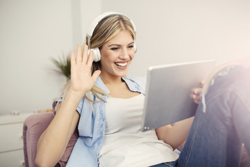 Girl having video call