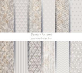 Classic ornament pattern trendy texture set collection Vector. Royal fabric decor illustration. Abstract modern combinations