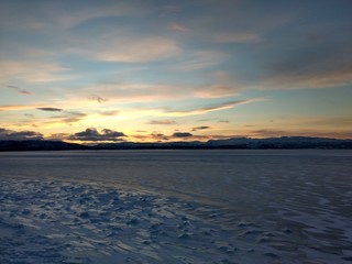 Fototapeta na wymiar Winter sunrise (sunset) in north norway