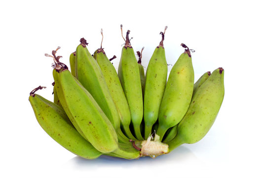 Musa Silver Bluggoe banana ,Kluai Hak Mook green color on white background