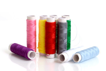 Small multicolor sewing threads row for quick repair clothes