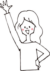 手を挙げる女性