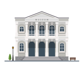 Museum building in flat style isolated on white background - Urban architecture. Vector illustration design template