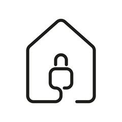 house with lock icon. line style