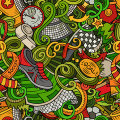 Cartoon doodles Football seamless pattern