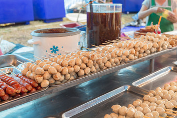 meat ball,pork meatballs with the wood stick.