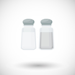 Salt and pepper shaker flat vector icon