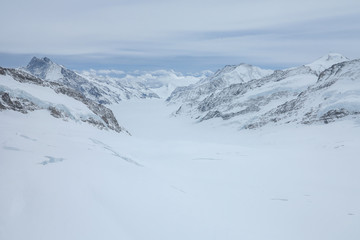 Obraz premium View from the jungfrau mountain summit towards the Aletsch glacier. Bernese Oberland, Switzerland. Swiss Alps