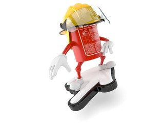 Naklejka premium Fire extinguisher character with cursor