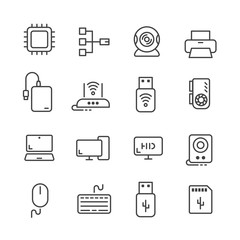 16 line icon computer equipment concept. editable stoke. vector iillustration.