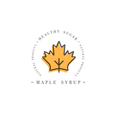 Packaging design template logo and emblem - syrup and topping - maple. Logo in trendy linear style.