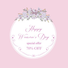 Womans Day collection sale banners.Sale Discount 8 March Happy Women s Day poster. Eighth March gift card. Spring Holiday Sale. Futuristic, promotion design. Advertising, Marketing, greeting cards