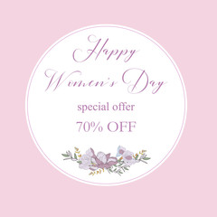 Womans Day collection sale banners.Sale Discount 8 March Happy Women s Day poster. Eighth March gift card. Spring Holiday Sale. Futuristic, promotion design. Advertising, Marketing, greeting cards