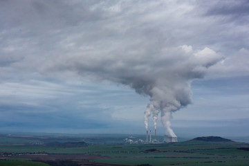 Electrical power station during cloudy day in Czech republic