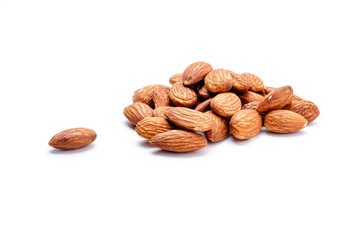 Almonds on White background
