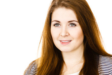 Naklejka premium Portrait of beautiful young woman with brown hair