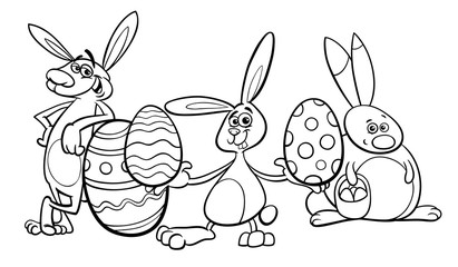 bunnies and easter eggs coloring book