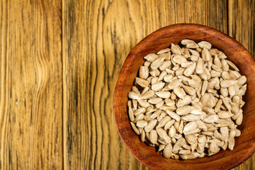 Sunflower seeds peeled. Rustic style. Ready for use.