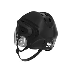 Black Hockey Helmet on white. 3D illustration