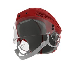 Red Hockey Helmet on white. 3D illustration