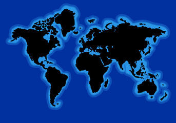 Fototapeta na wymiar World map with blue ocean Vector