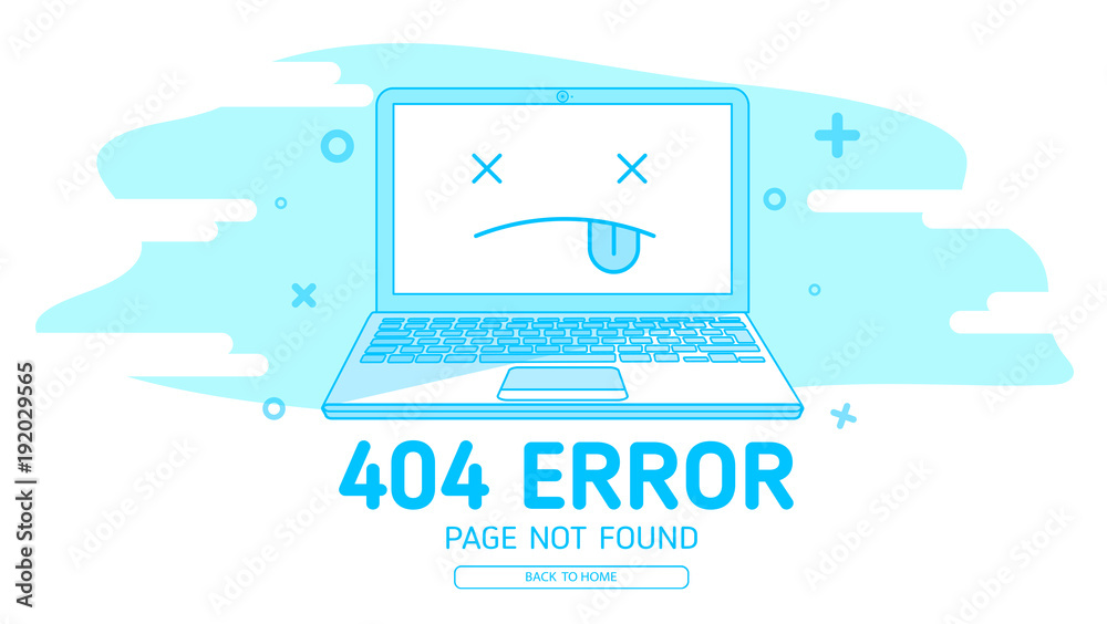 Fototapete 404 error with icon notebook design template for website with blue background graphic