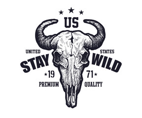 vintage urban typography with skull