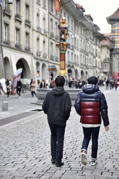 Rue pavée à Berne en Suisse