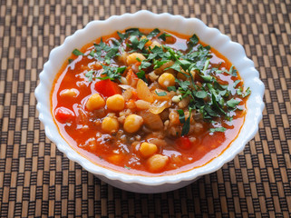 Moroccan traditional soup - harira, the traditional Berber soup of Morocco
