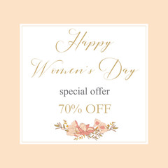 Womans Day collection sale banners.Sale Discount 8 March Happy Women s Day poster. Eighth March gift card. Spring Holiday Sale. Futuristic, promotion design. Advertising, Marketing, greeting cards
