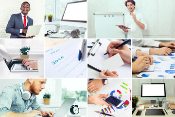 business collage, teamwork