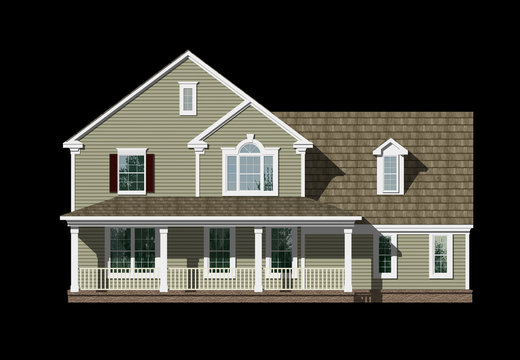 3D House elevation isolated on black