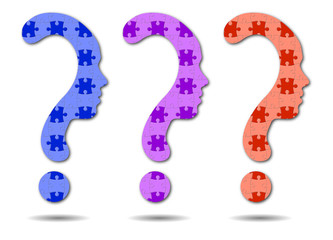 Question mark symbol silhouette of a girl