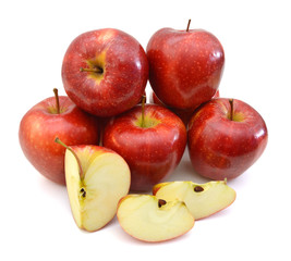 fresh red apples isolated on white background