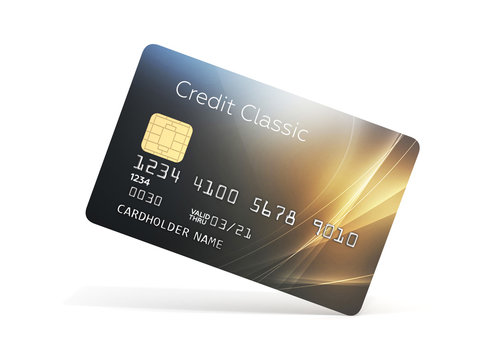 3d illustration of detailed glossy credit card isolated on white background