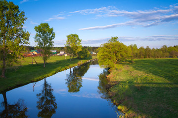Beautiful evening summer landscape with views of the river