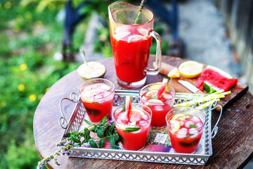 Watermelon smoothies with mint