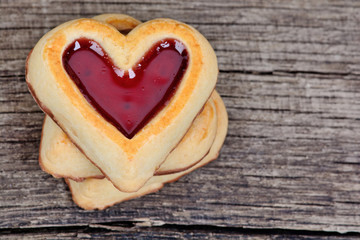 Heart cookies on table