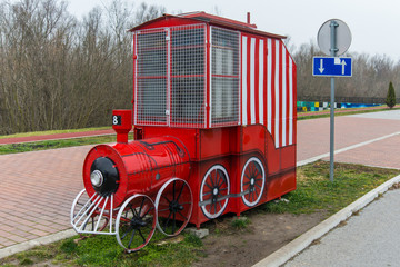 Fototapeta premium Imitation of red locomotive